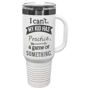 Polar Camel 40 oz. White/Ghost Black Travel Mug with Handle & Straw