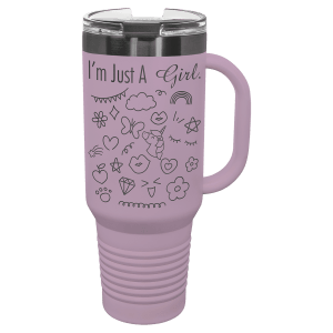 Polar Camel 40 oz. Moody Lilac/Ghost Black Travel Mug with Handle & Straw