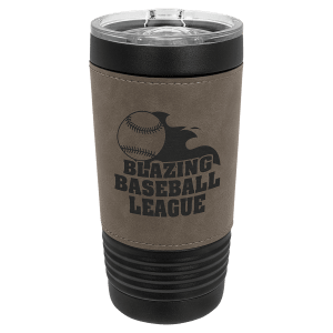 Polar Camel 20 oz. Black with Gray Leatherette Tumbler with Slider Lid