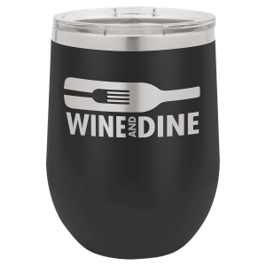 Polar Camel 12 oz. Black Stemless Wine Tumbler with Standard Lid