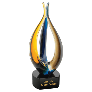 11 1/2″ Blue/Brown Tri Rise Art Glass