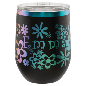Polar Camel 12 oz. Black/Prism Stemless Wine Tumbler with Standard Lid