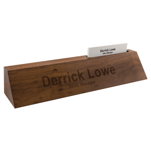 10″ Genuine Walnut Desk Wedge with Business Card Holder