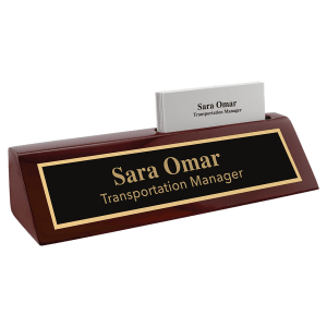 8 1/2″ Rosewood Piano Finish Desk Wedge with Business Card Holder
