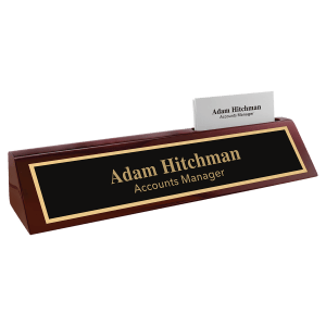 10 1/2″ Rosewood Piano Finish Desk Wedge with Business Card Holder