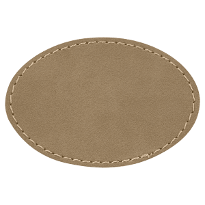3″ x 2″ Light Brown Laserable Leatherette Oval Patch with Kota Pro Adhesive