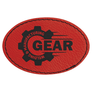 3″ x 2″ Red Laserable Leatherette Oval Patch with Kota Pro Adhesive
