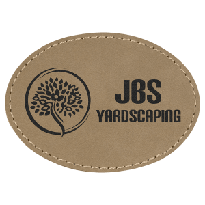 3 1/2″ x 2 1/2″ Light Brown Laserable Leatherette Oval Patch with Kota Pro Adhesive