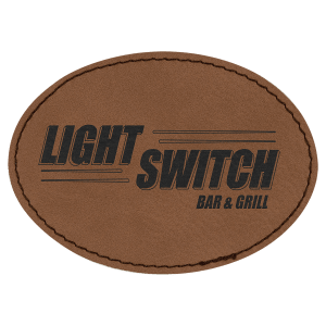 3 1/2″ x 2 1/2″ Dark Brown Laserable Leatherette Ova Patch with Kota Pro A dhesive