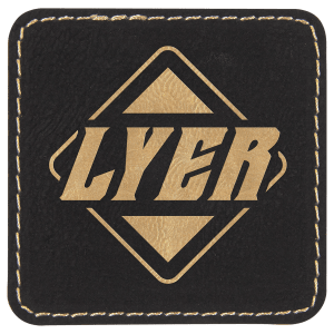2 1/2″ x 2 1/2″ Black/Gold Laserable Leatherette Square Patch with Kota Pro Adhesive