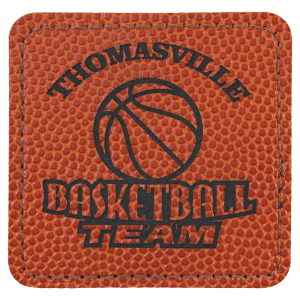 2 1/2″ x 2 1/2″ Basketball Laserable Leatherette Square Patch with Kota Pro Adhesive