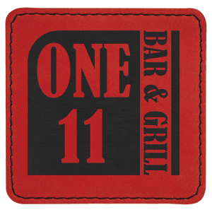 3″ x 3″ Red Laserable Leatherette Square Patch with Kota Pro Adhesive