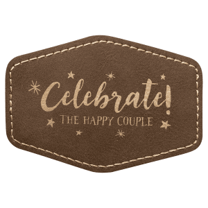 3 1/2″ x 2 1/2″ Rustic/Gold Laserable Leatherette Hex Patch with Kota Pro Adhesive