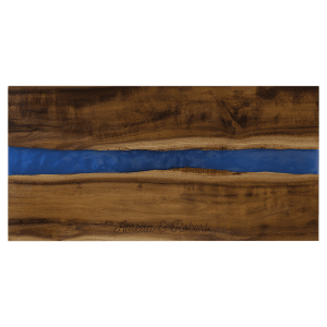 18″x 9″ Acacia with Blue Pearl Resin Serving Board