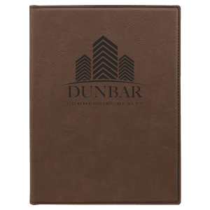 7″ x 9″ Dark Brown Laserable Leatherette Small Portfolio with Notepad