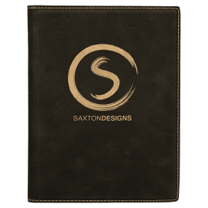 7″ x 9″ Black/Gold Laserable Leatherette Small Portfolio with Notepad