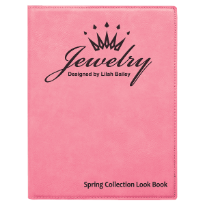 7″ x 9″ Pink Laserable Leatherette Small Portfolio with Notepad