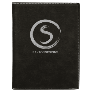 7″ x 9″ Black/Silver Laserable Leatherette Small Portfolio with Notepad