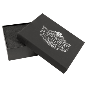 7 1/4″ x 5 7/8″ Black Lazerburst Gift Box-Lasers to Silver