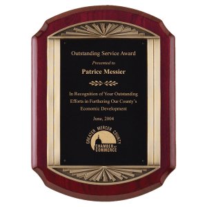 11″ x 15″ Piano Finish Plaque with Antique Bronze Finish Frame Casting with Black LaserFX Engraving Plate