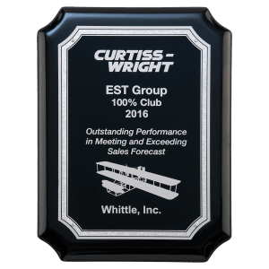 9″ X 12″ Black High Gloss Plaque with Black Silver Florentine Border Laserable Aluminum Plate