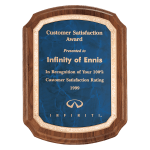 8″ x 10 1/2″ Coventry Series American Walnut Plaque with Gold Border Sapphire LaserFX Plate