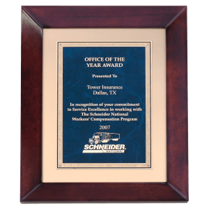 12″ x 15″ Airflyte Cherry Finish with Gold Metal Background and Sapphire Marble and Gold Florentine Border LaserFX Plate