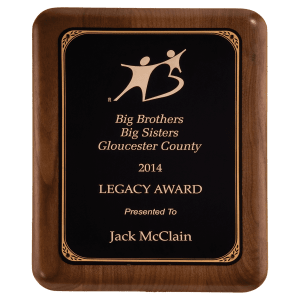 9″ x 12″ American Walnut Plaque with Gold Border Black LaserFX Plate
