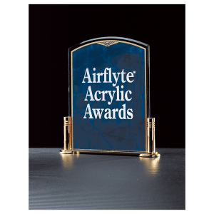 6″ x 7″  Airflyte Sapphire Marble Acrylic with Gold-Plated Brass Stand