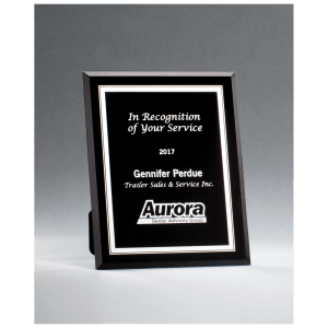 6″ x 8″ Black Glass Plaque with Silver Border and Easel Back