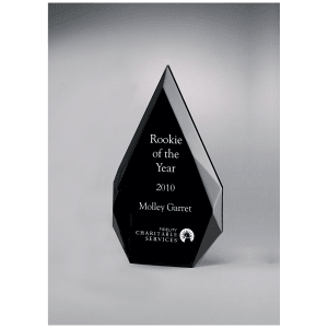 4 1/4″ x 7 7/8″ Flame Series Clear Freestanding  Acrylic with Black Silkscreened Back