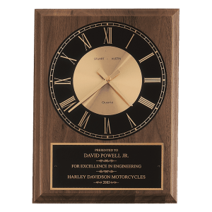 8″ x 10″ American Walnut Round Face Quartz Clock with Black Plate