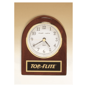 4 1/4″ x 3 1/2″ Rosewood Piano Finish Desk Clock with Black Plate