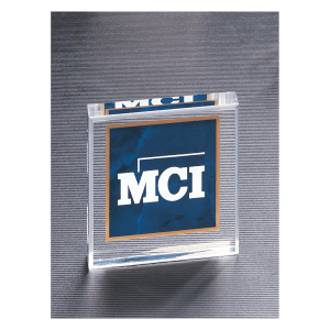 3 3/4″ x 3 3/4″ Sapphire Marble Design Acrylic Paperweight