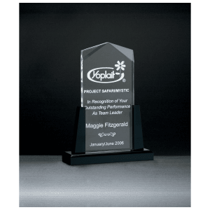 6 1/2″ x 8″ Spire Series Clear Acrylic Upright on Black Acrylic Base