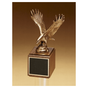 10 3/4″ Fully Modeled Antique Bronze Eagle Casting on a Walnut Base with Black Laserable Engraving Plate
