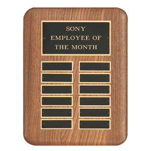 11″ x 15″ /Plates 7/8″ x 2 3/4″ American Walnut 24 Plate Perpetual Plaque with Black Brass Header Plate