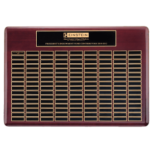 22″ x 30″/Plates 7/8″ x 2 3/4″ Rosewood Piano Finish 96 Plate Perpetual Plaque with Black Brass Plates