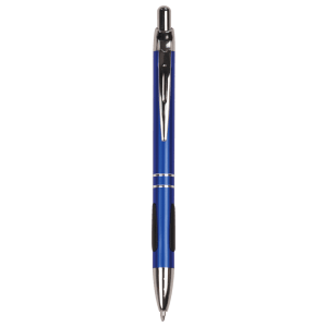 Blue with Silver Trim Laserable Pen with Gripper