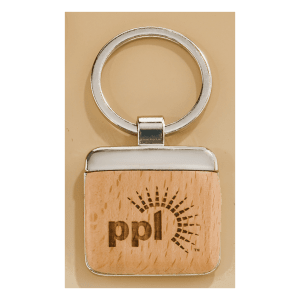1 1/8″ x 1 1/2″ Silver Key Ring with Maplewood Insert
