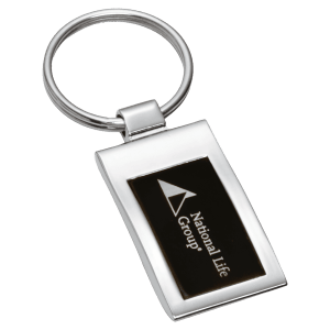 1″ x 3 1/4″ Chrome Plated Key Ring with Black Aluminum Insert