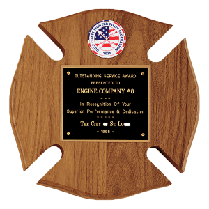10″ x 10″ American Walnut Maltese Cross Plaque w/Black Brass Plate and 2″ Insert (sold separately)