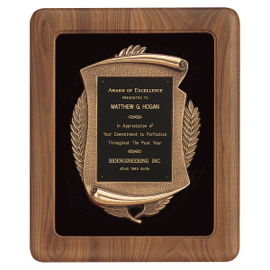 14″ x 17″ American Walnut Frame w/Black Velour Back/Bronze Finish Frame/Black Brass Plate