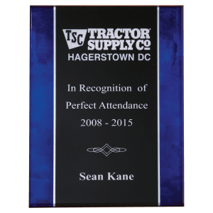 5 1/4″ x 7 1/4″ Acrylic Plaque Plate with Blue Border and Black Center