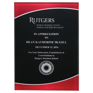 5 1/4″ x 7 1/4″ Acrylic Plaque Plate with Red Border and Black Center