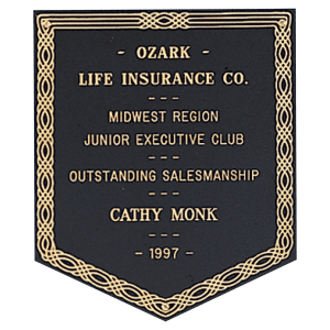 5 1/4″ x 6 1/4″ Laserable Black Brass Plate with Gold Design Border