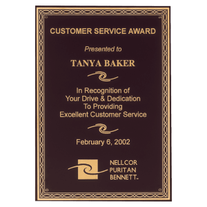 8 1/4″ x 11 3/4″ Laserable Black Brass Plate with Gold Braided Border Design and Four Holes