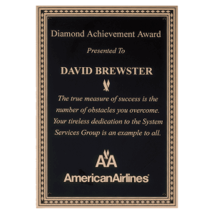 5 1/4″ x 7 1/4″ Laser Engravable Brass Plated Steel Black Plate with Gold Diamond Florentine Border