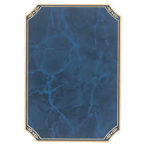 5 1/4″ x 6 1/4″ Airflyte Brass Plated Steel Sapphire Marble Clipped Corner Plate with Gold Border