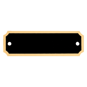 1″ x 3 1/4″ Black Notched Corner Plate with Gold Border and Two Holes